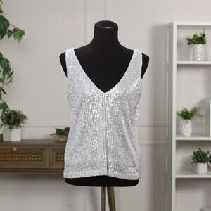 NWT Shinestar Sequin Tank Top V-Neck Party Top Sparkly Chic Night Out Size Small